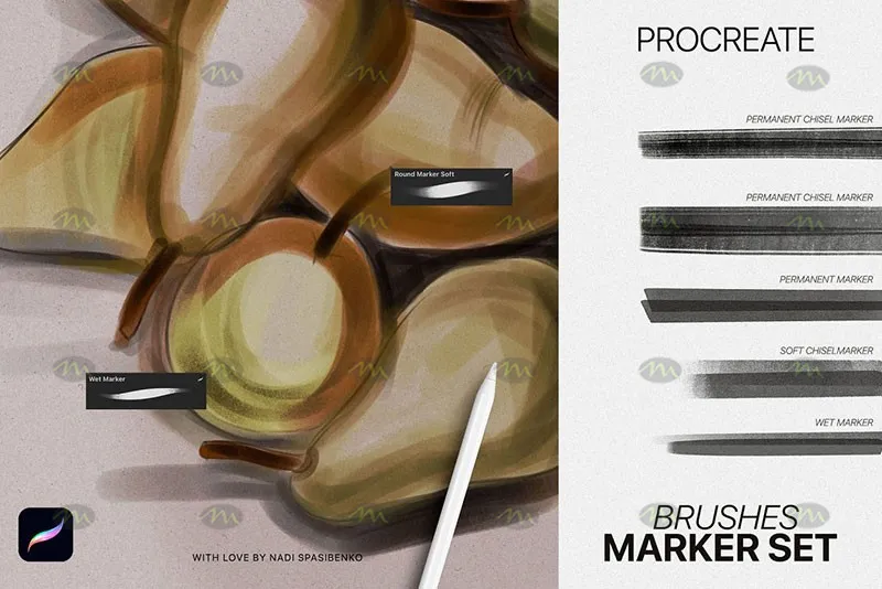 10个马克笔速写｜Procreate笔刷详情图 7