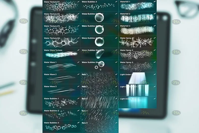 30个波浪雨水|Procreate笔刷详情图 6