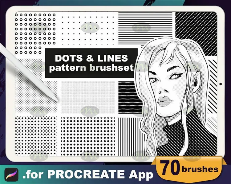 70个点线斑点填充图案|Procreate笔刷详情图 13