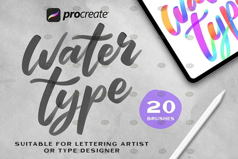 20个水彩效果手写字|Procreate笔刷详情图 15