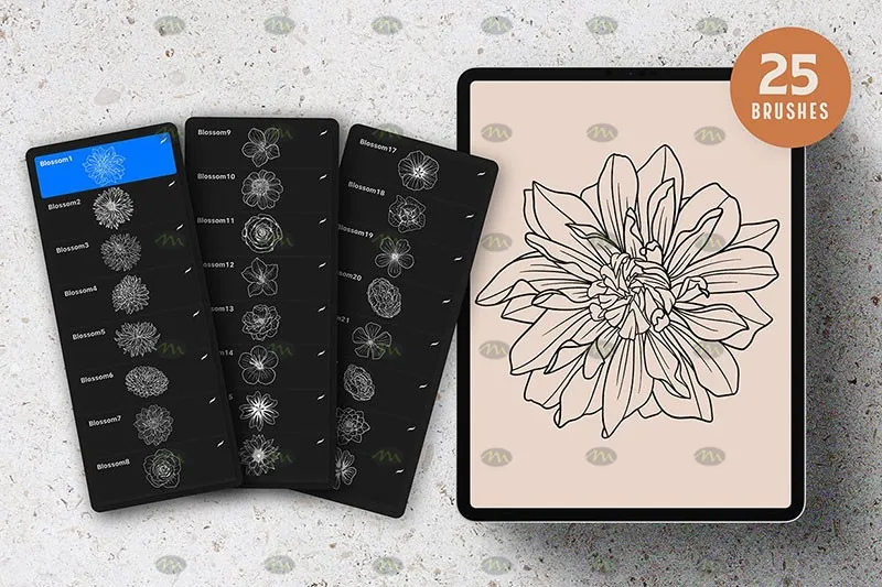 25个漂亮花纹图案|Procreate笔刷详情图 6