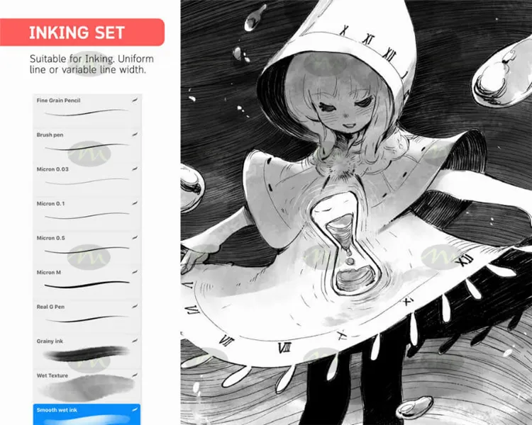 AUKA111泰国插画师日式漫画风格|Procreate笔刷详情图 9