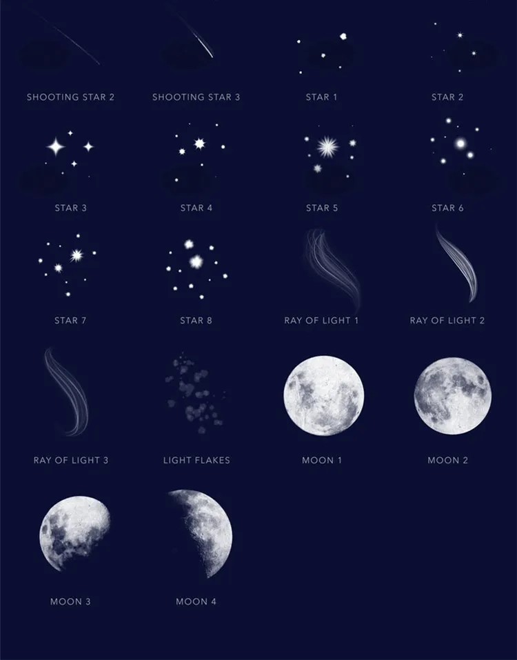 银河系外太空梦幻星云星轨月球|Procreate笔刷详情图 10