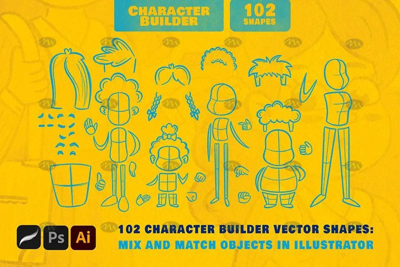 102个儿插人物辅助线|Procreate笔刷详情图 10