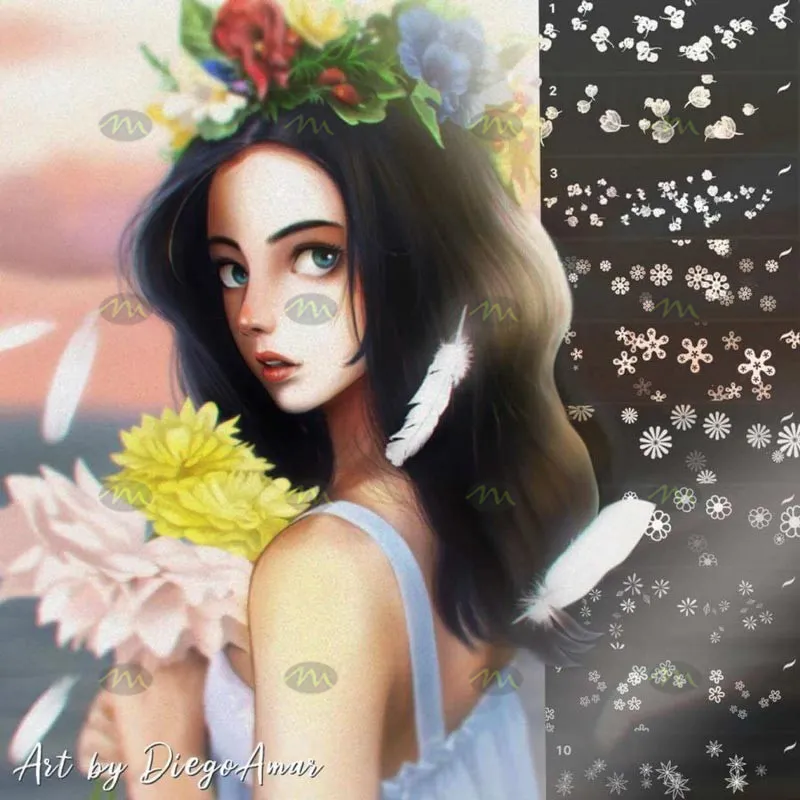 12个花朵随机分布｜Procreate笔刷详情图 8