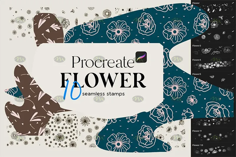 10个手绘笔花卉图案｜Procreate笔刷详情图 8