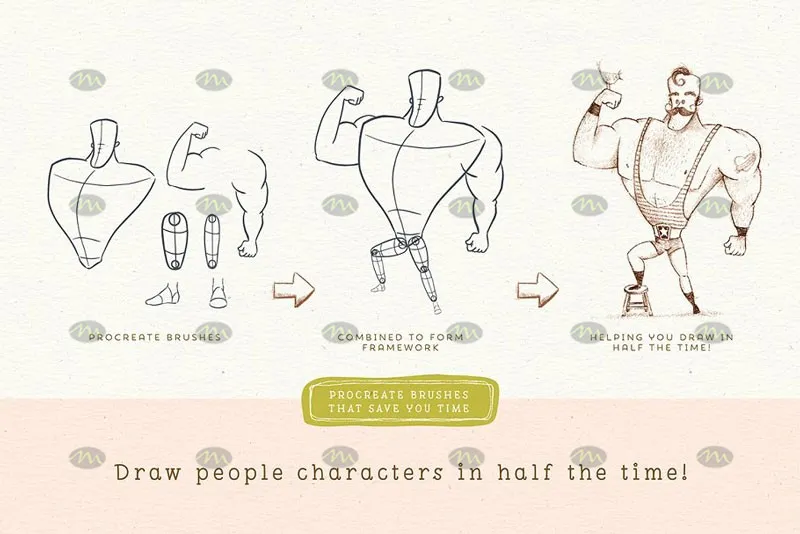 149个动漫人物辅助线|Procreate笔刷详情图 7