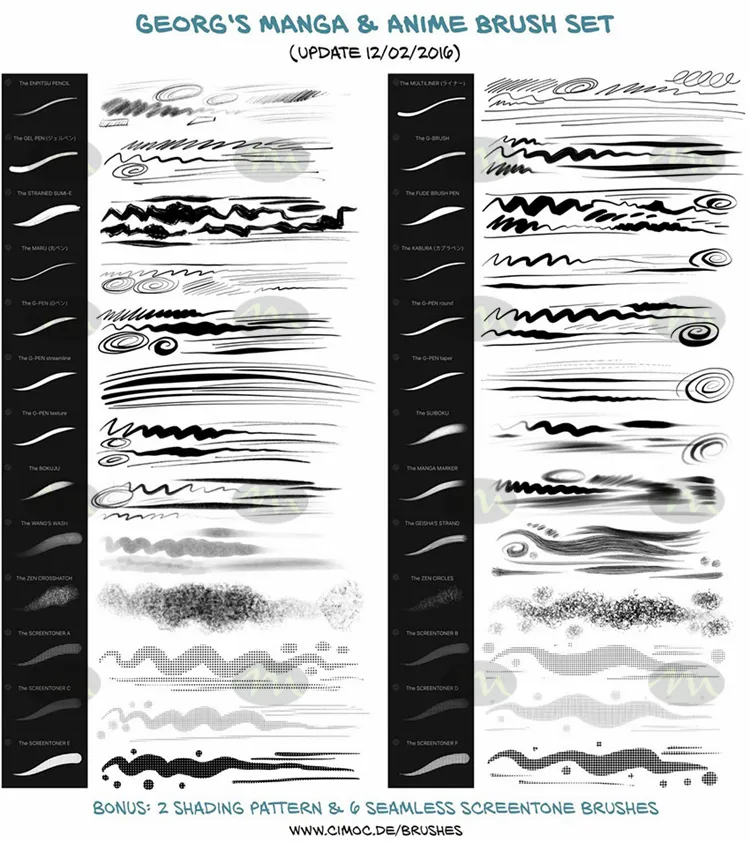 30个 日本漫画风格素描墨水|Procreate笔刷详情图 9