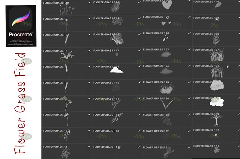 40个花草植物图章|Procreate笔刷详情图 6