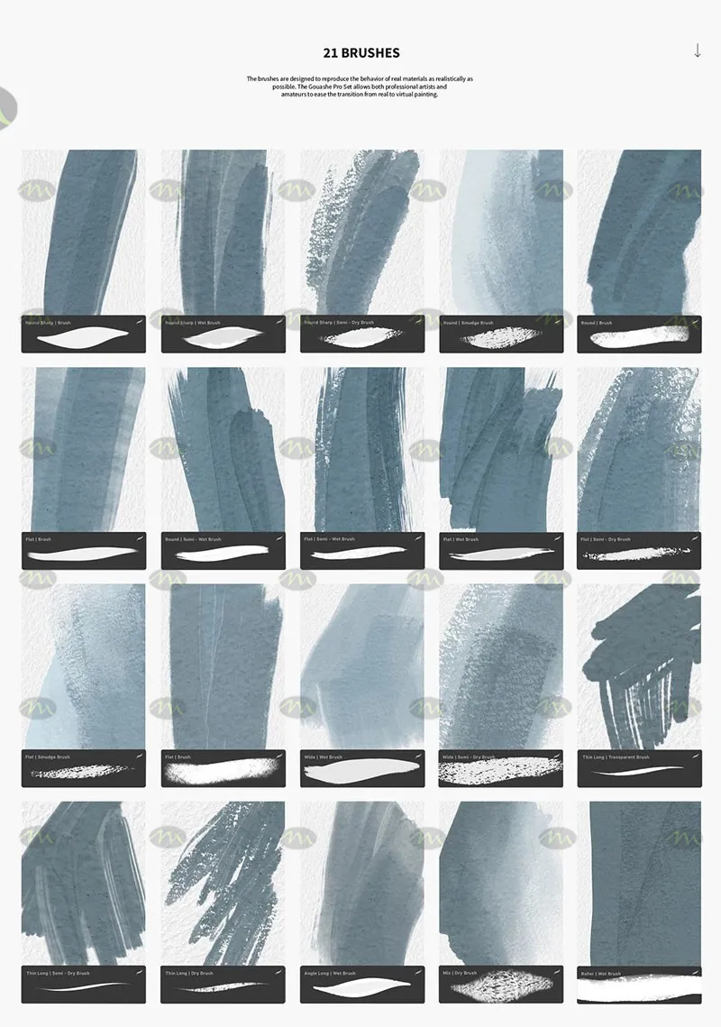 21个专业水粉画|Procreate笔刷详情图 8