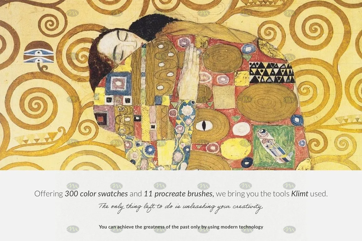 11个古斯塔夫·克里姆特水彩油画|Procreate笔刷详情图 8