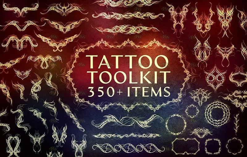 350个纹身刺青图案套装|Procreate笔刷详情图 24
