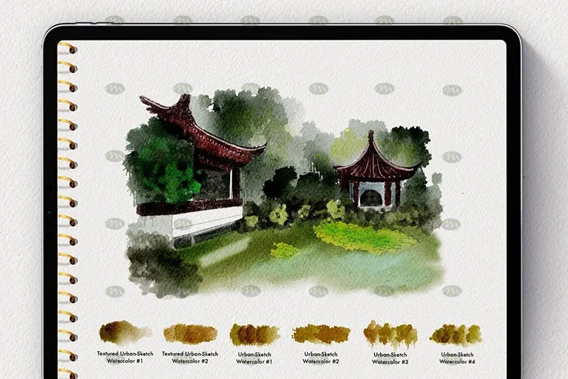 28个户外旅行水彩速写|Procreate笔刷详情图 8