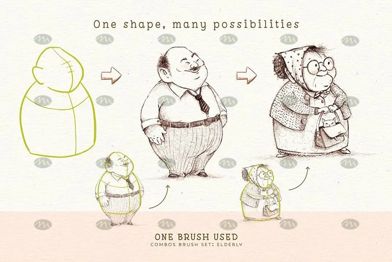 149个动漫人物辅助线|Procreate笔刷详情图 11