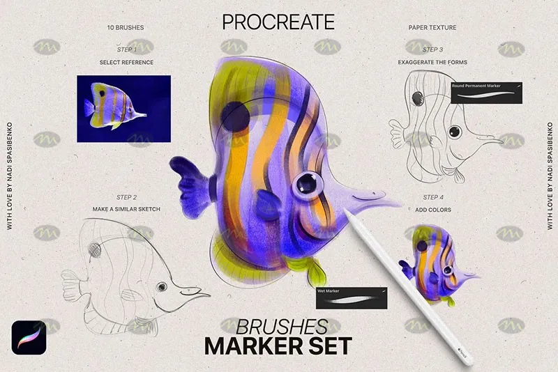 10个马克笔速写｜Procreate笔刷详情图 12