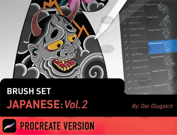 日式浮世绘纹身日本元素|Procreate笔刷详情图 9