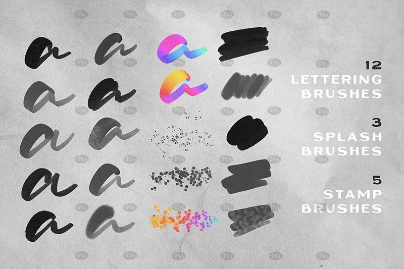 20个水彩效果手写字|Procreate笔刷详情图 7