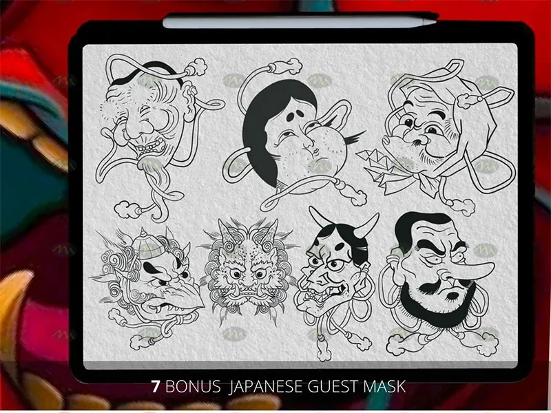 100个传统日式刺青图案|Procreate笔刷详情图 14
