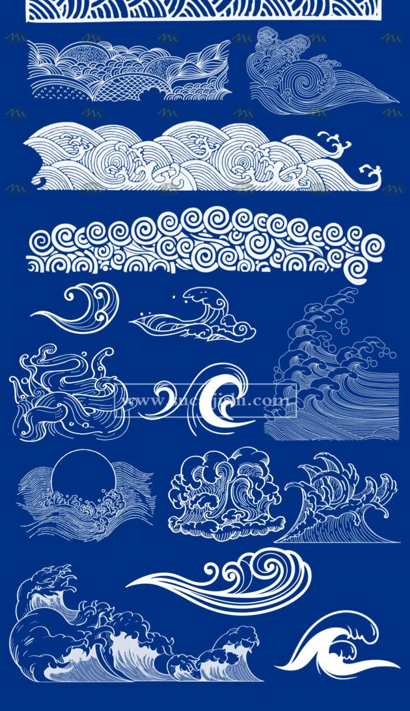 86个国潮插画海浪|Procreate笔刷详情图 9