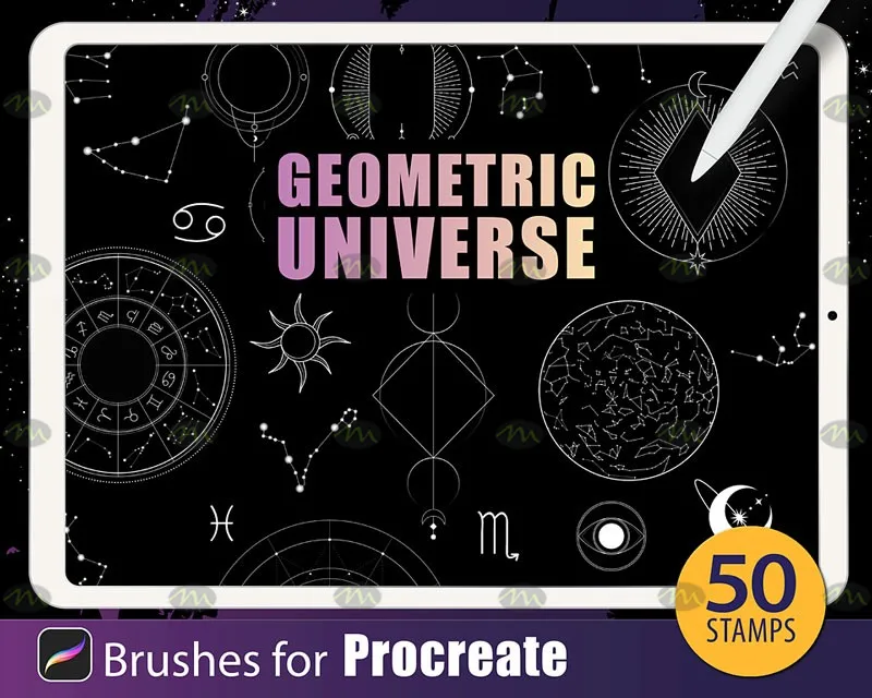 50个星座占卜几何图形|Procreate笔刷详情图 14