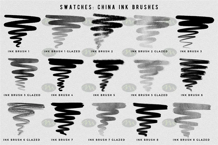 中国风墨水手写手绘毛笔笔触|Procreate笔刷详情图 9