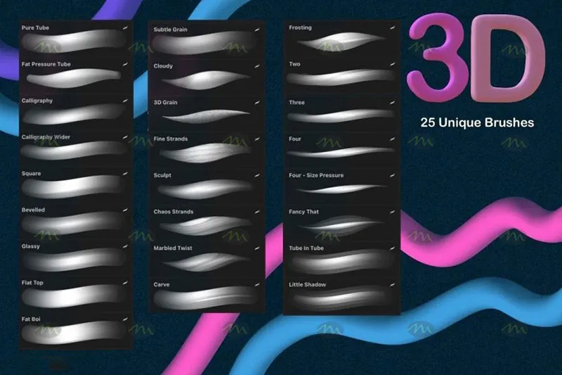 25个3D立体字效果｜Procreate笔刷详情图 8