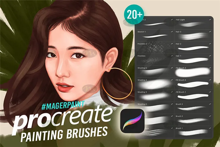 20个头发涂抹绘画|Procreate笔刷详情图 8