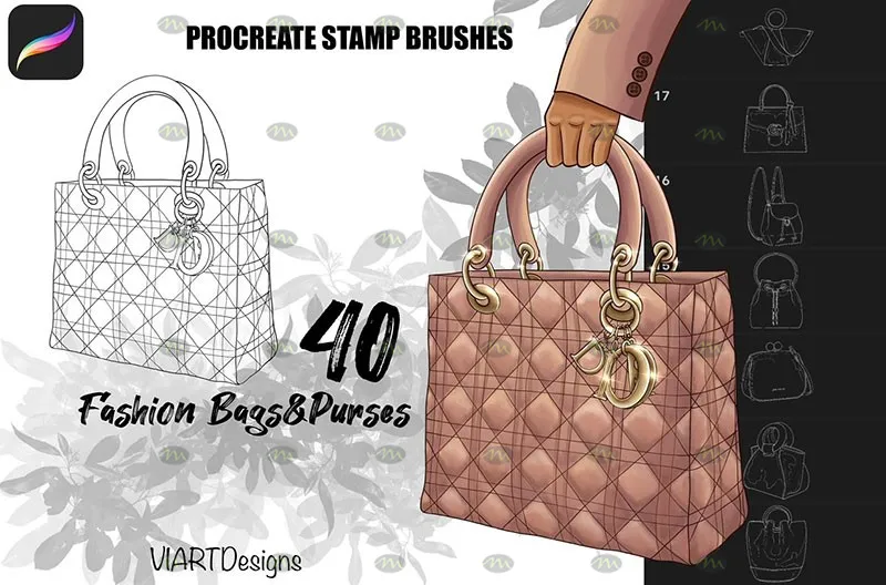 40个时尚手提包钱包|Procreate笔刷详情图 11