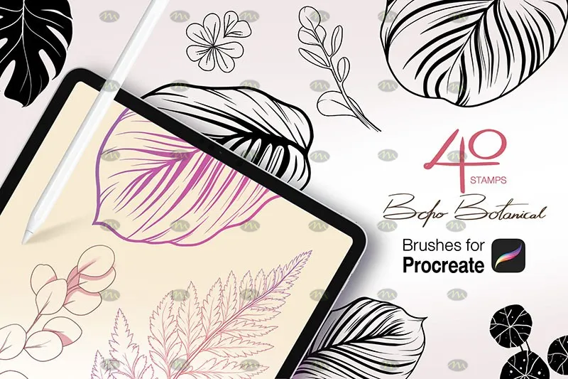40个手绘植物印花|Procreate笔刷详情图 11