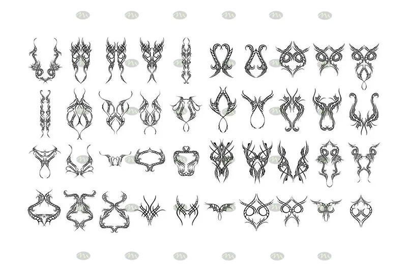 350个纹身刺青图案套装|Procreate笔刷详情图 14