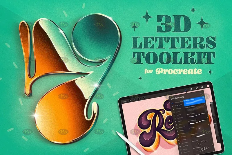 10个3D立体字|Procreate笔刷详情图 15