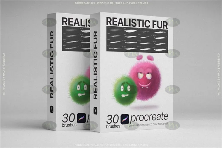 30个卡通emoji表情动物毛发|Procreate笔刷详情图 8