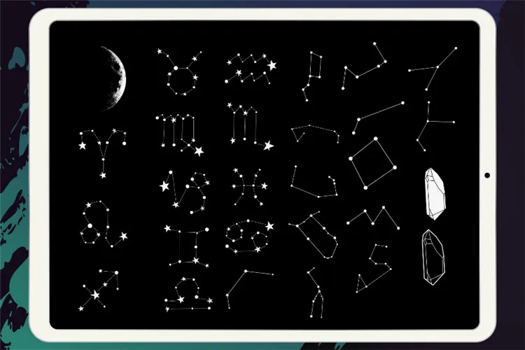 70个太空月球月亮星座星星图案 预设|Procreate笔刷详情图 6