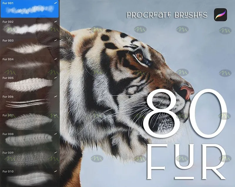 80个老虎皮毛纹理|Procreate笔刷详情图 10