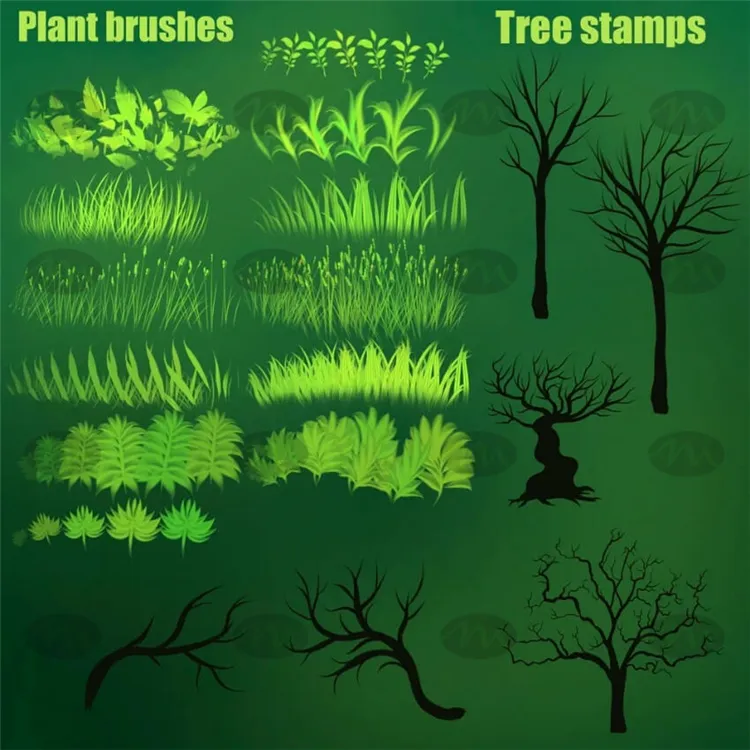 75套植物叶子手绘卡通绘本|Procreate笔刷详情图 10