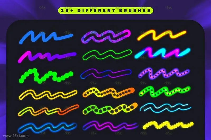 15个霓虹灯效果艺术文字|Procreate笔刷详情图 6