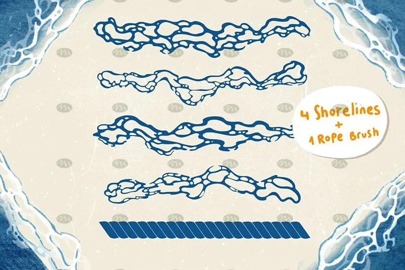 74个海洋生物卡通线描画|Procreate笔刷详情图 10