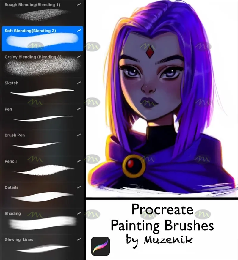 22个板绘画笔|Procreate笔刷详情图 9