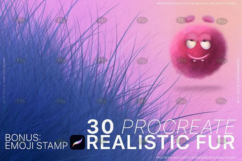 30个毛茸表情包|Procreate笔刷详情图 13