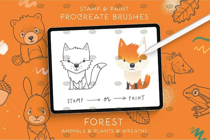 48个儿插动物植物|Procreate笔刷详情图 13