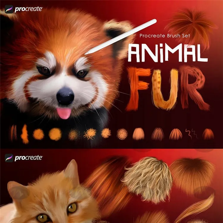 30款动物毛发皮肤猫狗画笔|Procreate笔刷详情图 6