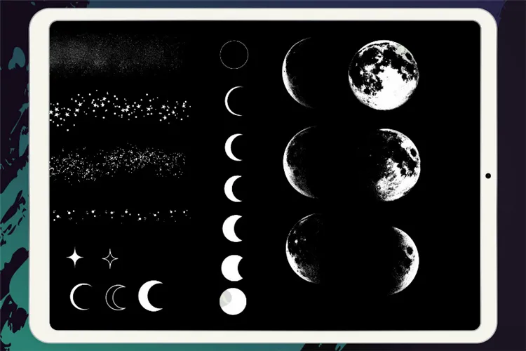 70个太空月球月亮星座星星图案 预设|Procreate笔刷详情图 9