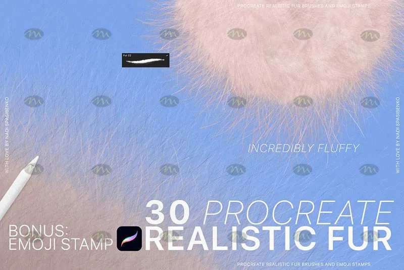 30个毛茸表情包|Procreate笔刷详情图 8