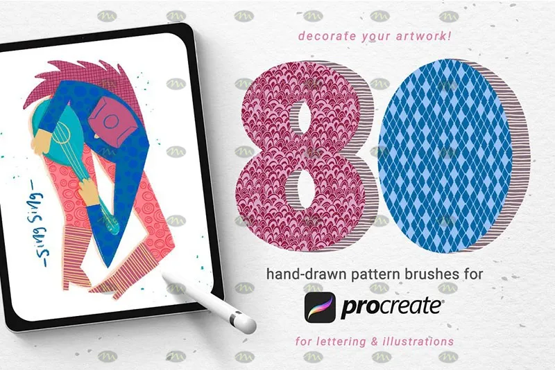 80个手绘图案|Procreate笔刷详情图 18