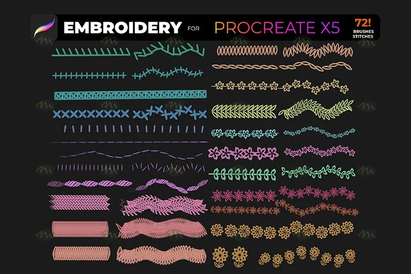 72个仿刺绣|Procreate笔刷详情图 10
