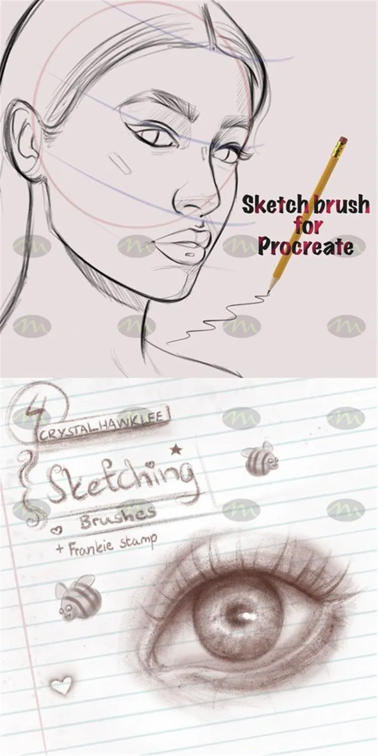 6个素描铅笔草图手绘|Procreate笔刷详情图 6