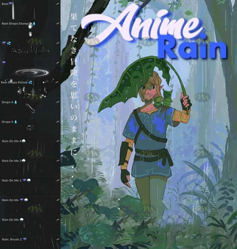 7个日漫雨滴水滴｜Procreate笔刷详情图 8