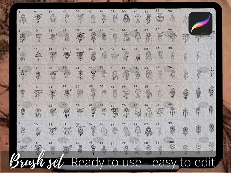 100个捕梦网挂饰|Procreate笔刷详情图 7