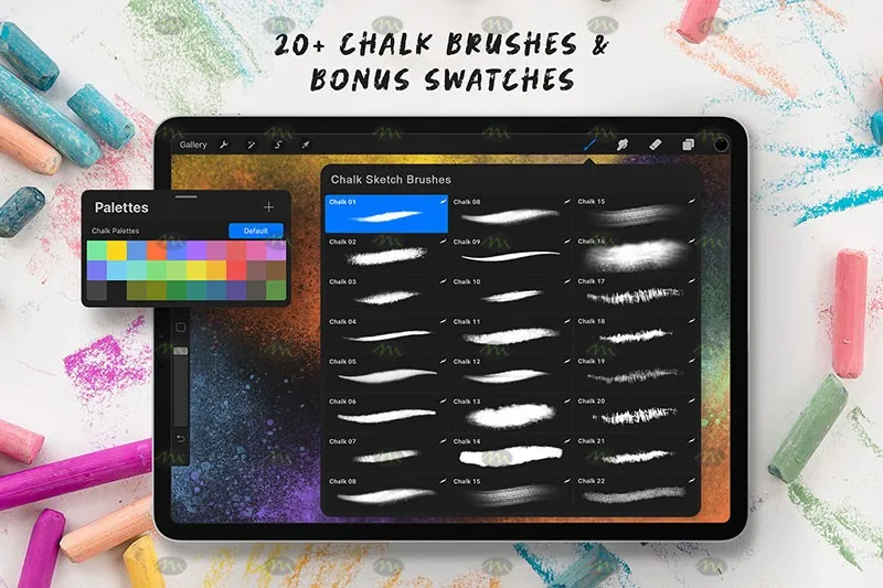 20个粉笔画笔|Procreate笔刷详情图 7