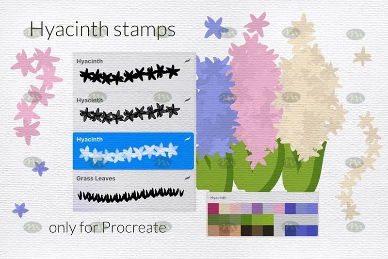 4个花朵图案｜Procreate笔刷详情图 6
